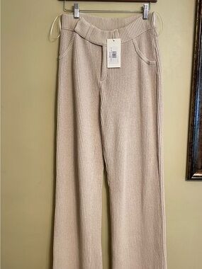 Aya Muse Vena Pants Wide Leg Beige Medium NWT